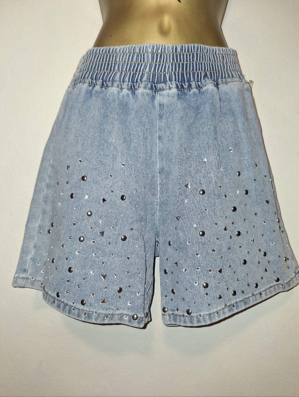 Studded Light Blue Denim Women’s Shorts